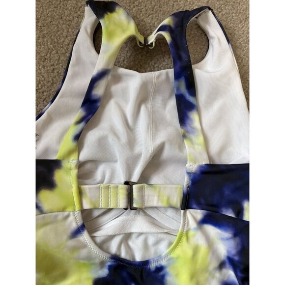 Athleta Tie Dye High Neck Tankini Top SIZE 32D/DD Swim Top, Blue Multi - Picture 4 of 5